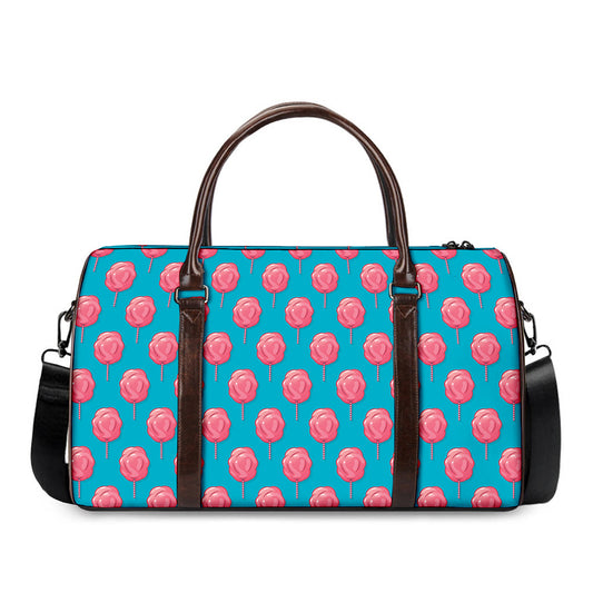 Pink And Blue Cotton Candy Pattern Print Duffle Bag