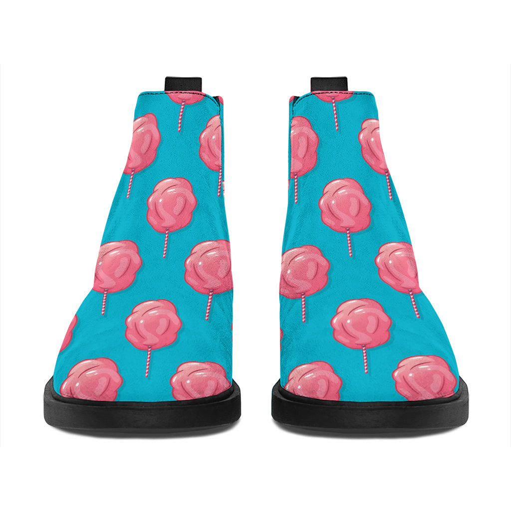 Pink And Blue Cotton Candy Pattern Print Flat Ankle Boots