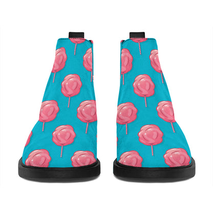 Pink And Blue Cotton Candy Pattern Print Flat Ankle Boots