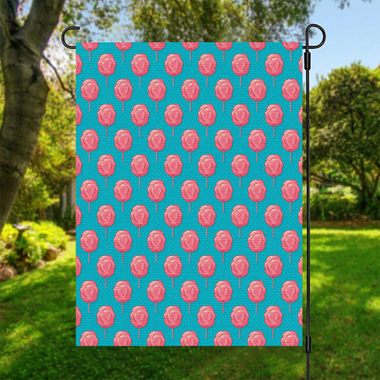 Pink And Blue Cotton Candy Pattern Print Garden Flag