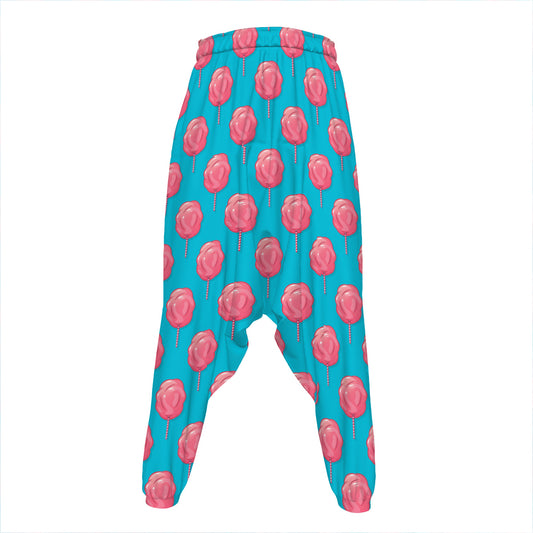 Pink And Blue Cotton Candy Pattern Print Hammer Pants