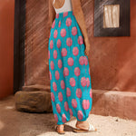 Pink And Blue Cotton Candy Pattern Print Harem Pants