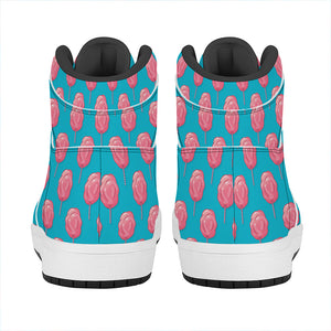 Pink And Blue Cotton Candy Pattern Print High Top Leather Sneakers