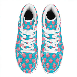 Pink And Blue Cotton Candy Pattern Print High Top Leather Sneakers