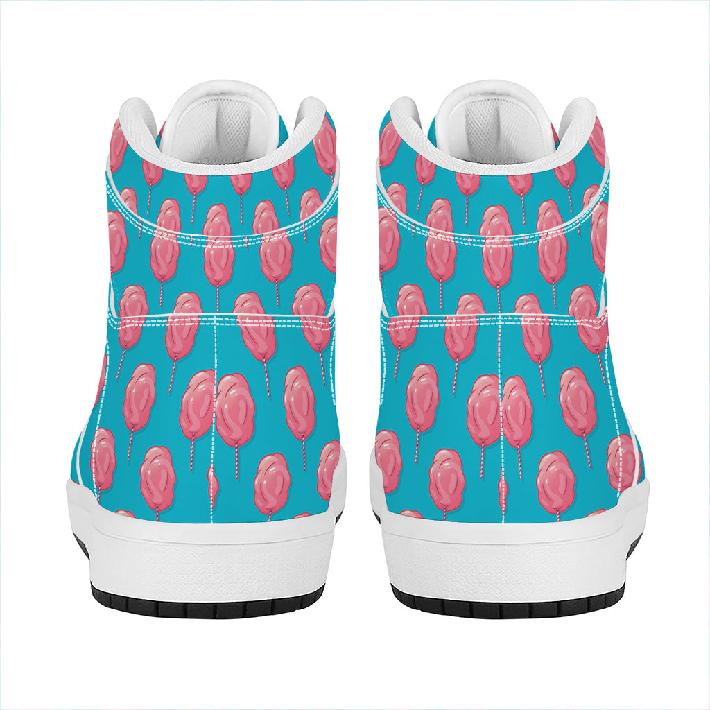 Pink And Blue Cotton Candy Pattern Print High Top Leather Sneakers