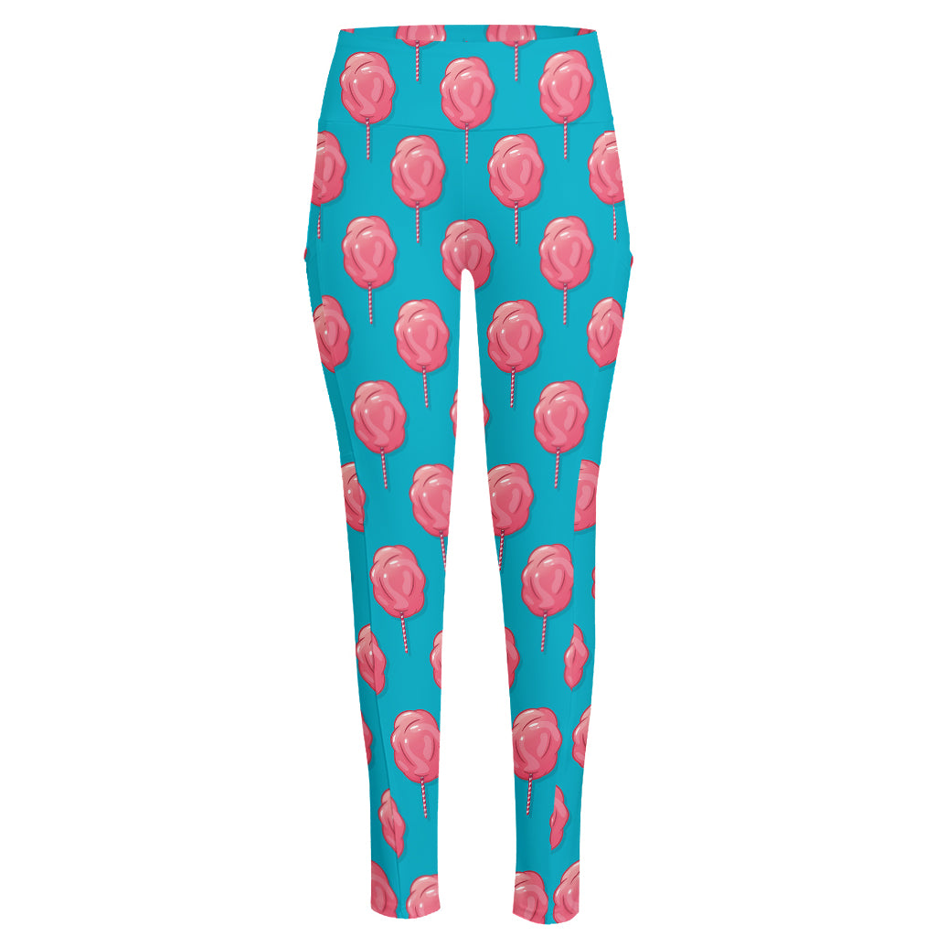 Pink And Blue Cotton Candy Pattern Print High-Waisted Pocket Leggings