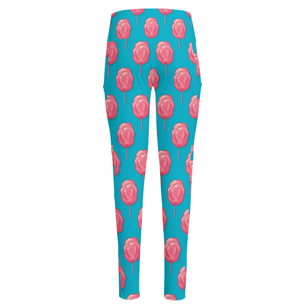 Pink And Blue Cotton Candy Pattern Print High-Waisted Pocket Leggings