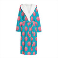 Pink And Blue Cotton Candy Pattern Print Hooded Bathrobe
