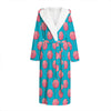 Pink And Blue Cotton Candy Pattern Print Hooded Bathrobe