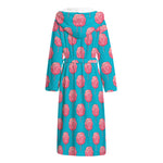 Pink And Blue Cotton Candy Pattern Print Hooded Bathrobe