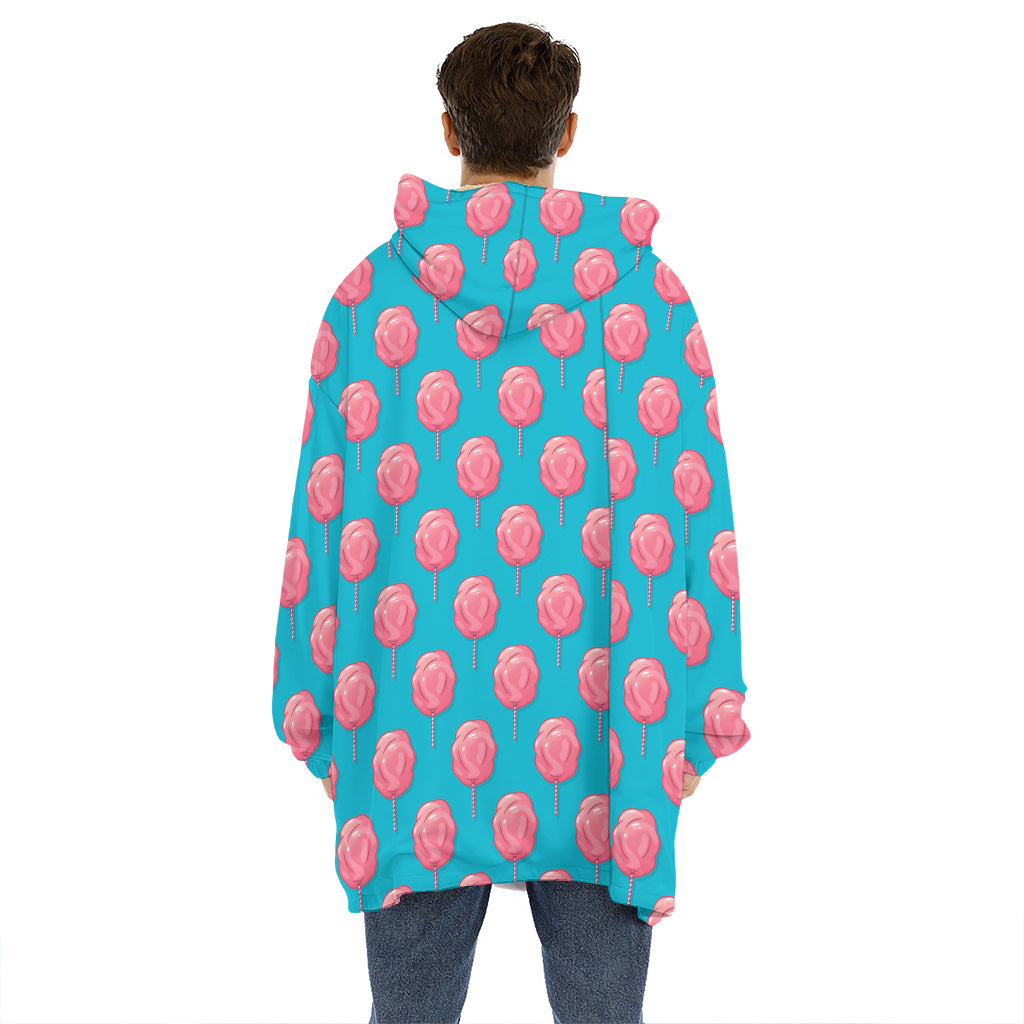 Pink And Blue Cotton Candy Pattern Print Hoodie Blanket