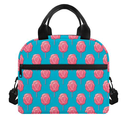 Pink And Blue Cotton Candy Pattern Print Insulated Lunch Bag
