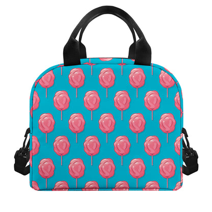 Pink And Blue Cotton Candy Pattern Print Insulated Lunch Bag