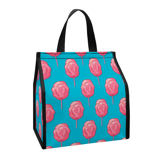 Pink And Blue Cotton Candy Pattern Print Insulated Lunch Tote