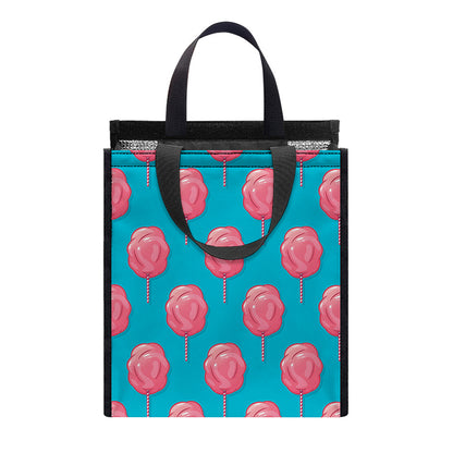 Pink And Blue Cotton Candy Pattern Print Insulated Lunch Tote