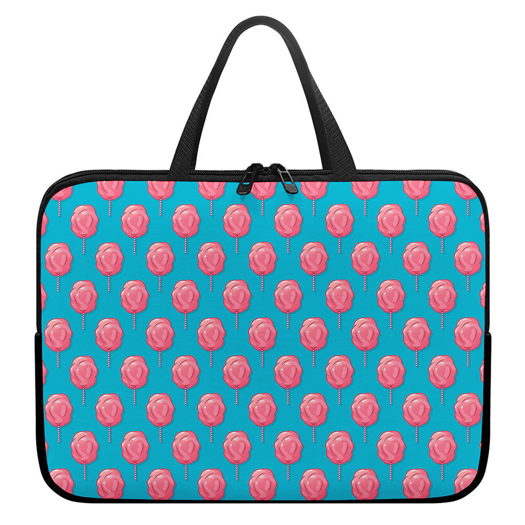 Pink And Blue Cotton Candy Pattern Print Laptop Sleeve With Handle