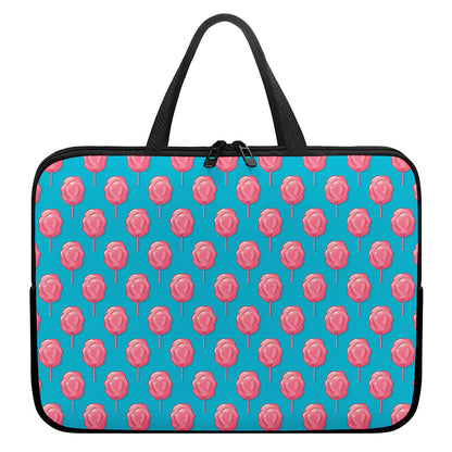 Pink And Blue Cotton Candy Pattern Print Laptop Sleeve With Handle