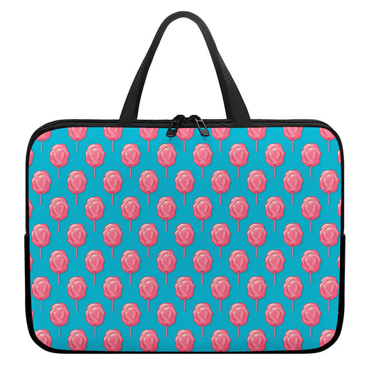 Pink And Blue Cotton Candy Pattern Print Laptop Sleeve With Handle