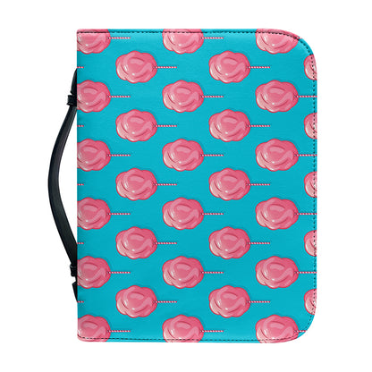 Pink And Blue Cotton Candy Pattern Print Leather Bible Cover