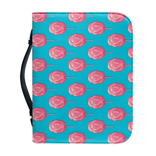 Pink And Blue Cotton Candy Pattern Print Leather Bible Cover
