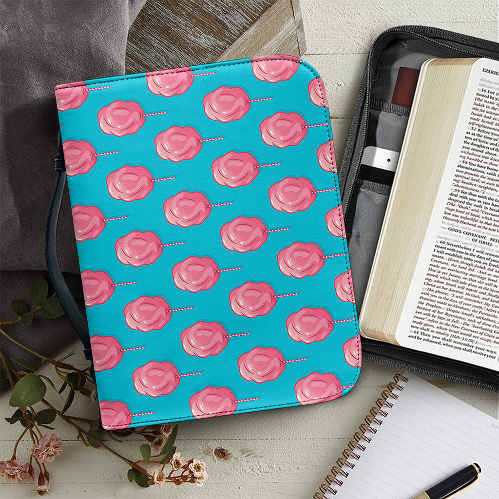 Pink And Blue Cotton Candy Pattern Print Leather Bible Cover
