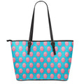 Pink And Blue Cotton Candy Pattern Print Leather Tote Bag With Zipper