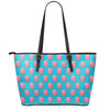 Pink And Blue Cotton Candy Pattern Print Leather Tote Bag