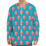 Pink And Blue Cotton Candy Pattern Print Long Sleeve Baseball Jersey