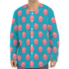 Pink And Blue Cotton Candy Pattern Print Long Sleeve Baseball Jersey