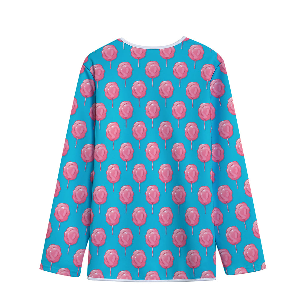 Pink And Blue Cotton Candy Pattern Print Long Sleeve Short Coat