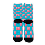 Pink And Blue Cotton Candy Pattern Print Long Socks