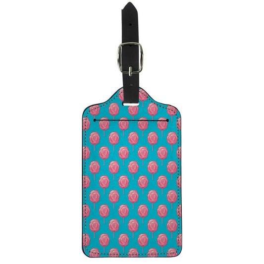 Pink And Blue Cotton Candy Pattern Print Luggage Tag