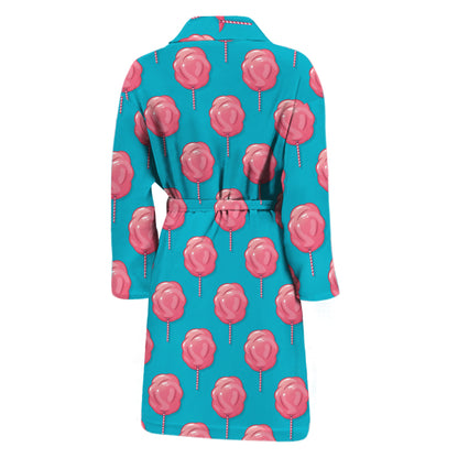 Pink And Blue Cotton Candy Pattern Print Men's Bathrobe