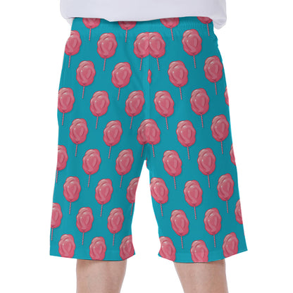 Pink And Blue Cotton Candy Pattern Print Men's Beach Shorts