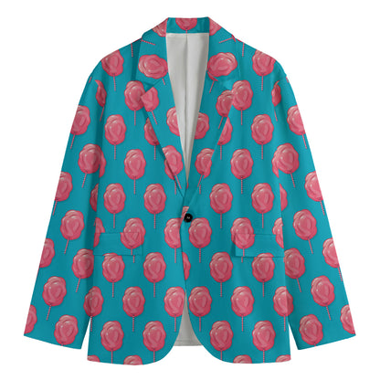 Pink And Blue Cotton Candy Pattern Print Men's Blazer