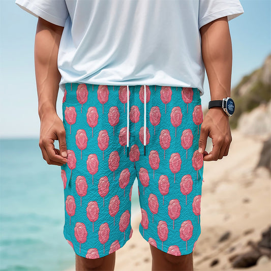 Pink And Blue Cotton Candy Pattern Print Men's Cargo Shorts