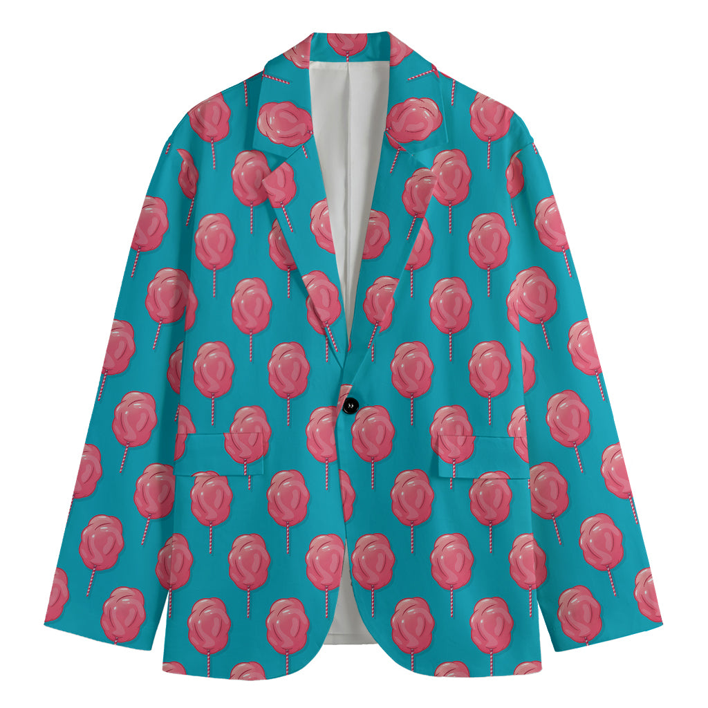 Pink And Blue Cotton Candy Pattern Print Men's Cotton Blazer