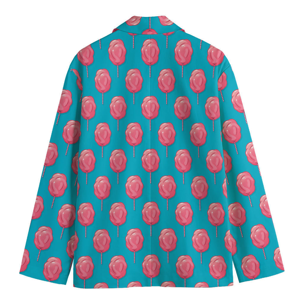 Pink And Blue Cotton Candy Pattern Print Men's Cotton Blazer