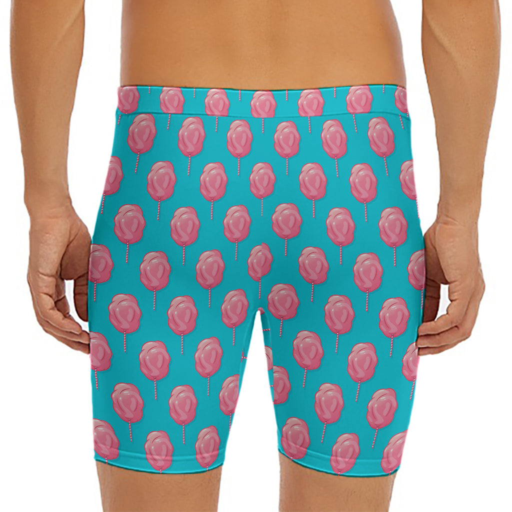Pink And Blue Cotton Candy Pattern Print Men's Long Boxer Briefs
