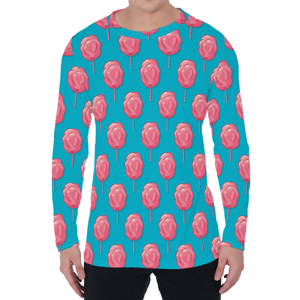 Pink And Blue Cotton Candy Pattern Print Men's Long Sleeve T-Shirt