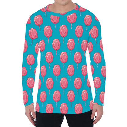 Pink And Blue Cotton Candy Pattern Print Men's Long Sleeve T-Shirt