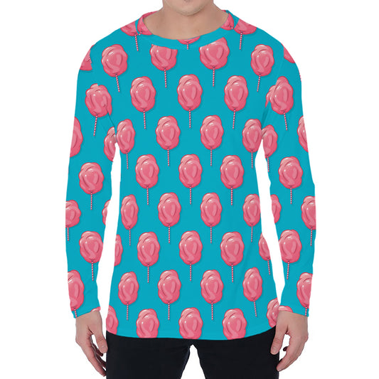 Pink And Blue Cotton Candy Pattern Print Men's Long Sleeve T-Shirt