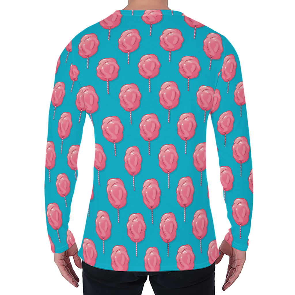 Pink And Blue Cotton Candy Pattern Print Men's Long Sleeve T-Shirt