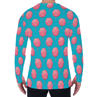 Pink And Blue Cotton Candy Pattern Print Men's Long Sleeve T-Shirt