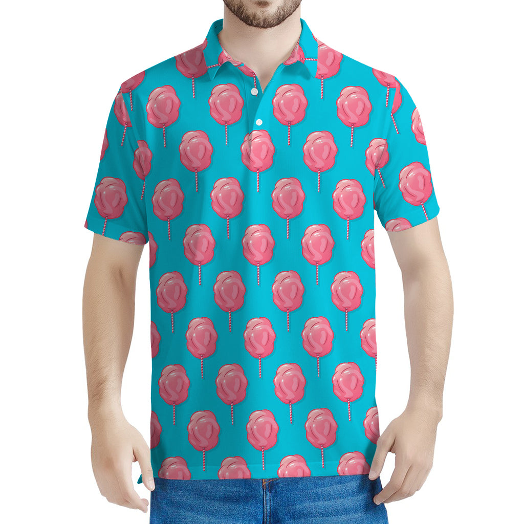 Pink And Blue Cotton Candy Pattern Print Men's Polo Shirt