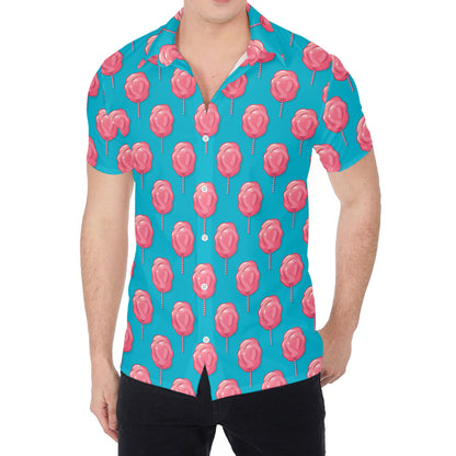 Pink And Blue Cotton Candy Pattern Print Men's Shirt