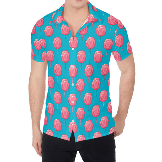 Pink And Blue Cotton Candy Pattern Print Men's Shirt