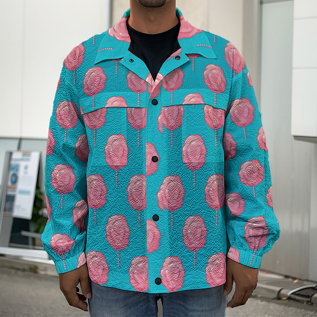 Pink And Blue Cotton Candy Pattern Print Men's Shirt Jacket