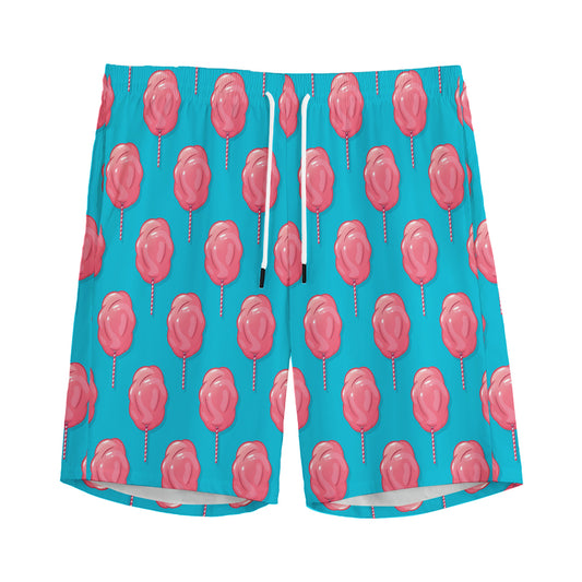 Pink And Blue Cotton Candy Pattern Print Men's Sports Shorts