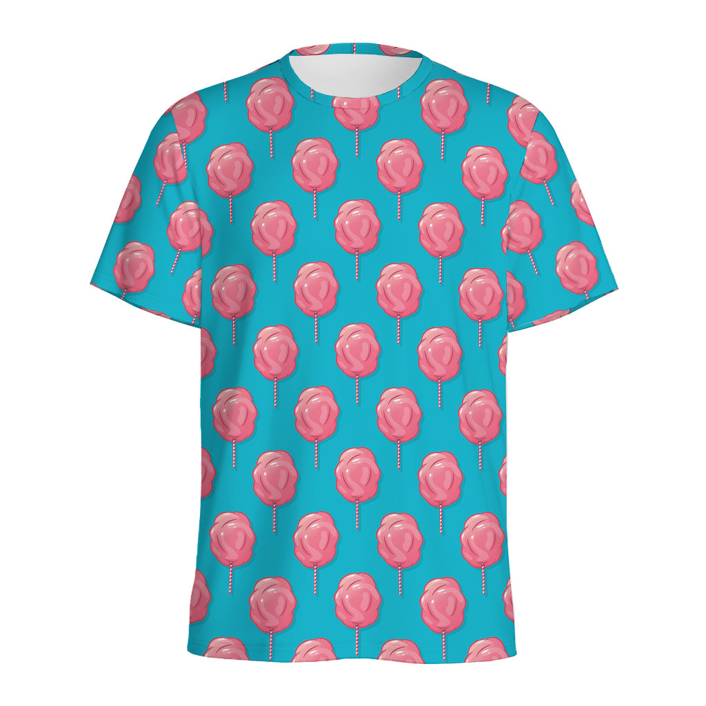 Pink And Blue Cotton Candy Pattern Print Men's Sports T-Shirt